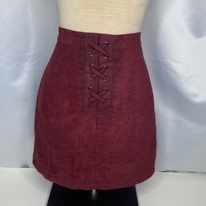 BCBGeneration Burgundy Suede Skirt